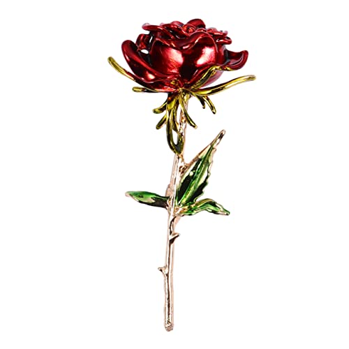 Healvian Rote Brosche Anstecknadel Damen Schmuck Stilvolle Blumenform Legiertem Langlebig und Farbecht als für Valentinstag Passend zu Kleid Pullover Schal Party und Hochzeit von Healvian