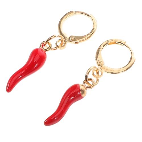 Healvian Rote Chili Pepper Creolen Ohrringe mit Goldenem Hip Lustige Statement Ohrringe für Frauen Food Themen Schmuckstücke für Party und Alltag von Healvian