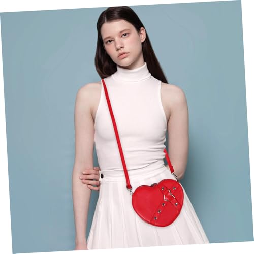 Healvian Rote Herz-umhängetasche Damen Verstellbarer Schultergurt Zipper Crossbody Bag aus Langlebigem Kunstleder Modische Kleine Tasche für Alltag und Besondere Anlässe von Healvian
