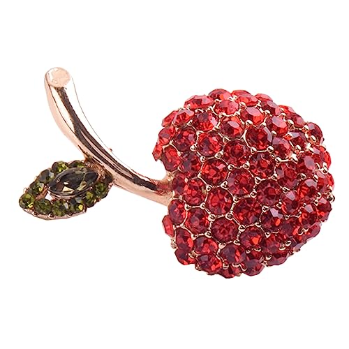 Healvian Rote Strassbrosche Anstecknadel für Damen Funkelnder Granatapfel Clip Eleganter Schmuck für Pullover Schal und Kragen Hochwertiger Legierungsbroschenpin für Besondere Anlässe und von Healvian