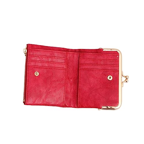 Healvian Roter Kurzer für Damen Retro Münzbeutel mit Schnalle Geldbörse für Kleingeld Karten für Schule Shopping Reisen Hochwertiges PU Material Healvian Roter Kurzer für Damen Retro Münzbeutel mit Schnalle Geldbörse für Kleingeld Karten für Schule Shopping Reisen Hochwertiges PU Material von Healvian