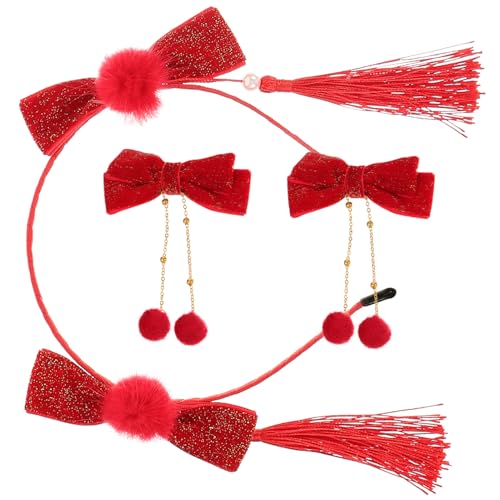 Healvian Rotes Chinesisches Haarschmuck mit Samtigem Glitzer Schleifen Haarreif und Flauschigen Quasten Dekorative Haarspangen für Mädchen Geeignet für Neujahr Party und Festtage Healvian Rotes Chinesisches Haarschmuck mit Samtigem Glitzer Schleifen Haarreif und Flauschigen Quasten Dekorative Haarspangen für Mädchen Geeignet für Neujahr Party und Festtage von Healvian
