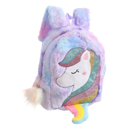 Healvian Rucksack Plüsch Unicorn Design Verstellbar Langlebig Moderater Stauraum Schulrucksack Mädchen Schüler Tasche von Healvian
