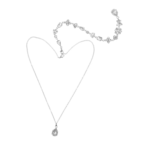 Healvian Rückenkette Silber mit Kristallanhänger Lange Brautschmuck Halskette Verarbeitung Modischer Rückenschmuck für Damen Hochzeit und Festliche Anlässe von Healvian