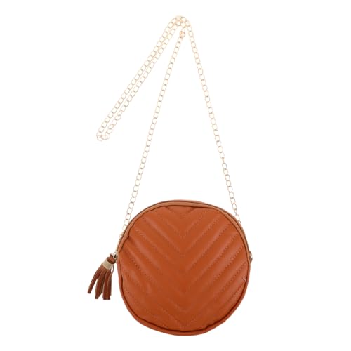 Healvian Runde Damen-umhängetasche mit Quasten Kleine Crossbody-bag aus Verschleißfestem Material Modische Runde Geldbörse für Shopping Reisen und Alltag Langlebiges Design mit Verstärkten von Healvian