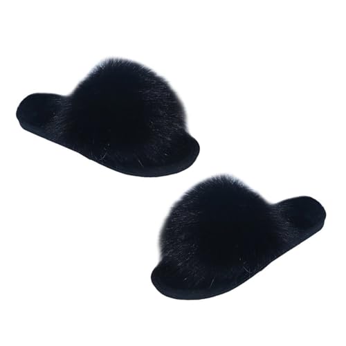 Healvian Rutsch Hausschuhe Damen Plüsch Warm Flauschig Rutschfeste Gummisohle Casual Slippers für Zuhause Wohnzimmer Schlafzimmer Freizeitkomfort von Healvian