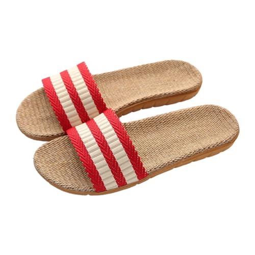 Healvian Rutschfeste Baumwoll Leinen Hausschuhe für Flache Sohle Schweißabsorbierend Leicht und Atmungsaktiv Bequeme Indoor Slipper für Frühling Herbst Damen und Herren von Healvian