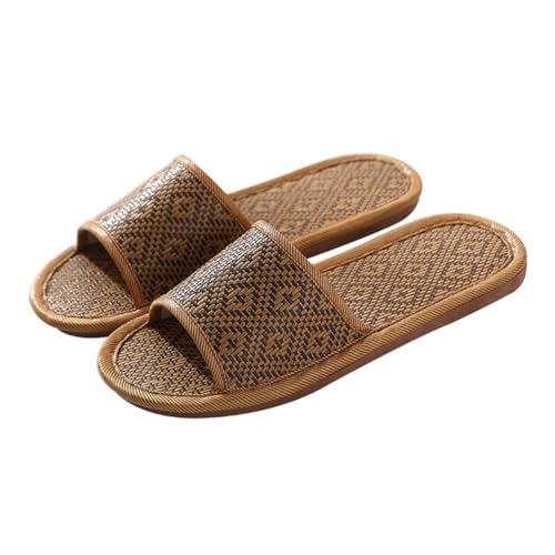 Healvian Rutschfeste Hausschuhe Damen Herren Leicht Atmungsaktiv Tpr Rattan Material Indoor Slippers Komfortable Tragbare Slipper für Zuhause Hotel Reise Spa Strand Unisex von Healvian
