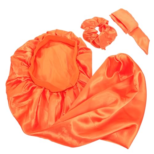 Healvian Satin Zopfhaube Zum Schlafen Haube Für Zöpfe Mit Verstellbarem Gummiband Elastische Satinmütze Für Lockiges Haar Nachtschlafmütze Mit Langem Band Und Haargummi von Healvian