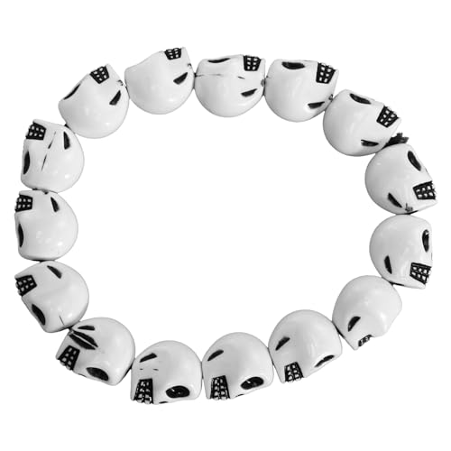 Healvian Schädel Perlen Armband für Frauen Halloween Schmuck Modisches Accessoire Punk Stil für Kostümpartys und Events Einzigartiges Design Zieht Blicke Sich von Healvian