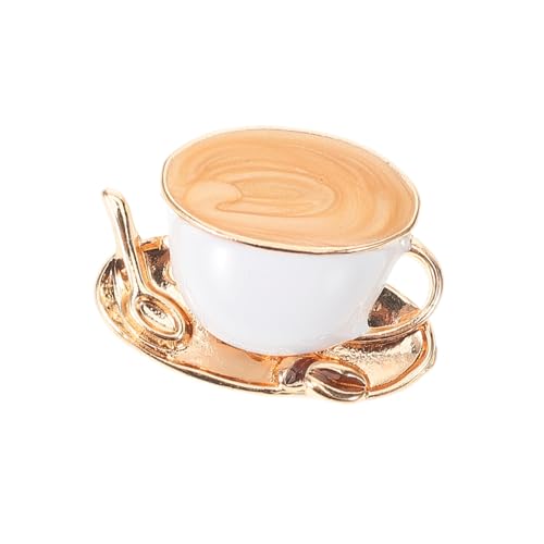 Healvian Schicke Brosche mit Cartoon Kaffeetasse und Untertasse Emaille Brosche für Damen Dekorativer Schalclip Einfach zu Tragen Modisches Accessoire für Strickjacken und Kleidung von Healvian