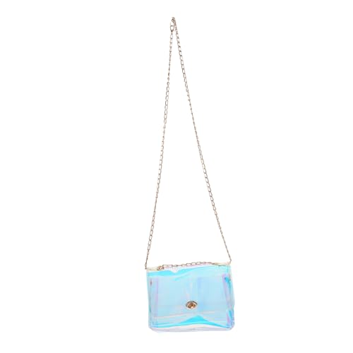 Healvian Schicke Kleine Damen Umhängetasche PVC Jelly Purse Holographic Crossbody Bag mit Metallkette Vielseitige Schultertasche für Alltag und Reisen Transparente Mode Handtasche von Healvian