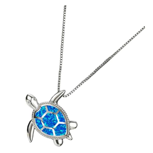 Healvian Schildkröten Anhänger Halskette Damen Modisch Kreatives Design Langlebiges Legierungs Material Blaues Meeres Schmuckaccessoire für Alltag und Sommer von Healvian