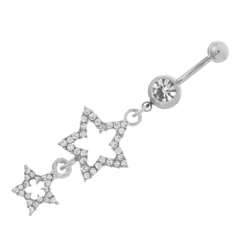Healvian Schimmerndes Bauchnabelpiercing mit Funkelndem Kristallstern Sicherer Metallring Modisches Dangling Belly Button Schmuckstück für Damen Vielseitig für Alltag und Besondere Anlässe von Healvian