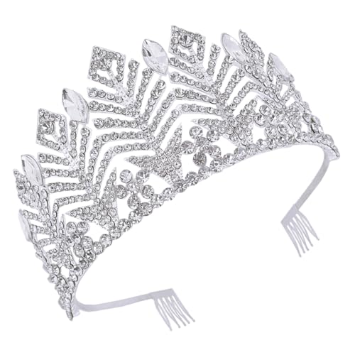 Healvian Schimmerndes Strass Haarband Kleines Diadem Dekorative Kopfbedeckung für Braut Abschlussball und Festliche Anlässe Silberfarbenes Barock Design für Besondere von Healvian