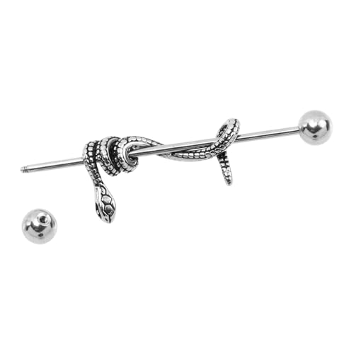 Healvian Schlangenförmiger Barbell Ohrpiercing Knorpelohrschmuck aus Titanstahl Stab Punk Gothic Cartilage Earring für Damen und Herren Stilvoller Ear Bone Schmuck von Healvian