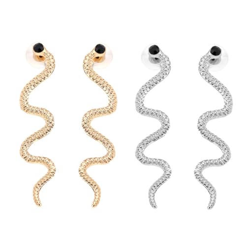 Healvian Schlangenohrringe Damen Silber Eardrop Kreatives Design Lange Ohrhänger Modischer Schmuck für Alltag und von Healvian