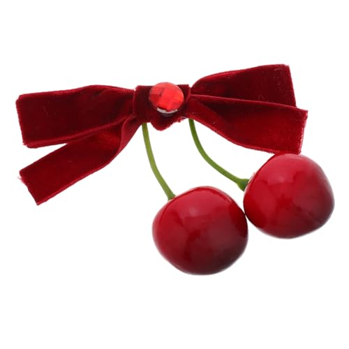 Healvian Haarspange Mit Kirschschleife Rotes Haar-accessoire Für Frauen Haarspangen Mit Weicher Samtschleife Für Mädchen Pferdeschwanz-haarschmuck von Healvian