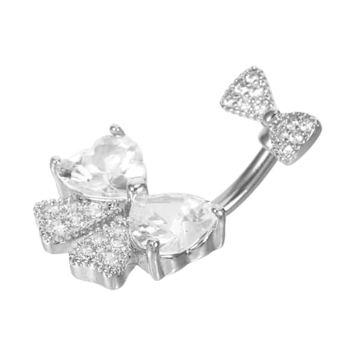 Healvian Schleifen Bauchnabelring Edelstahl Glitzernder Nabelpiercing Schmuck Damen Mädchen Komfortabel Hautfreundlich Elegant Weißer Nabelschmuck Geschenkidee von Healvian
