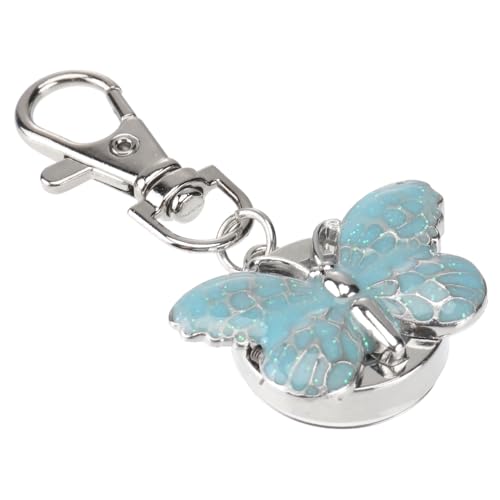 Healvian Schlüsselanhänger Taschenuhr Cartoon Quarz mit Clip On Design für Frauen Tragbare Kleine Uhr Hängeuhr in Blau für Studenten und Mädchen von Healvian