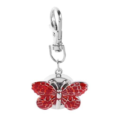 Healvian Schlüsselanhänger Taschenuhr Quarz Uhr mit Schlüsselanhänger Vintage Design Tragbar für Damen Kreative Cartoon Form Rot von Healvian