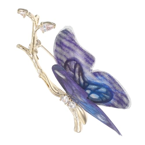 Healvian Schmetterling Brosche aus violettem Organza mit funkelneden Strasssteinen Kreative Jacken Anstecknadel für Brautkleid Stilvoller Schal Cardigan Schmuck Hochwertiges von Healvian