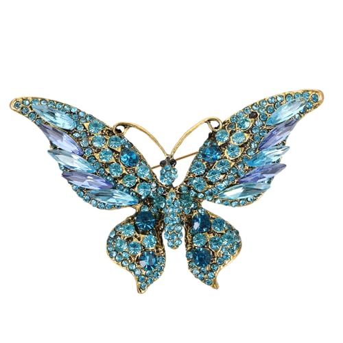 Healvian Schmetterling Brosche mit Funkelnden Strasssteinen Langlebiger Metalllegierung Sicherer Ansteckverschluss Vielseitig für Kleidung Anzüge Schals und Accessoires Damen Schmuck von Healvian