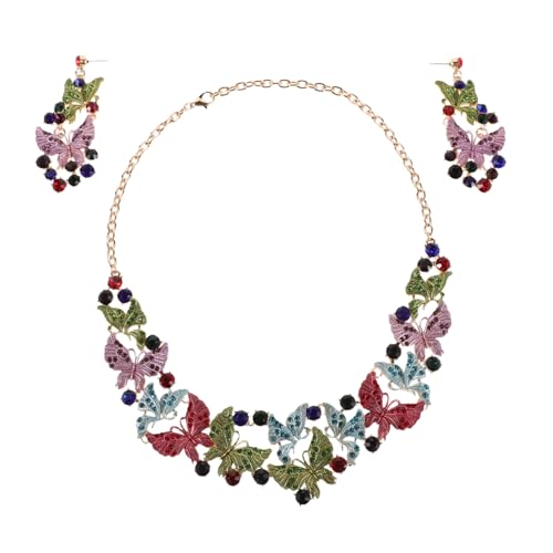 Healvian Schmetterlings-kristallohrringe Set Für Damen Mit Glitzernder Halskette Und Schmetterlings-anhängerohrring Für Hochzeit Und Party von Healvian