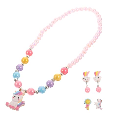 Healvian Schmuckset Einhorn Perlen Teilig mit Halskette Armband für Mädchen Modeschmuck Fein und Hautfreundlich für Kostüm und Themenpartys von Healvian