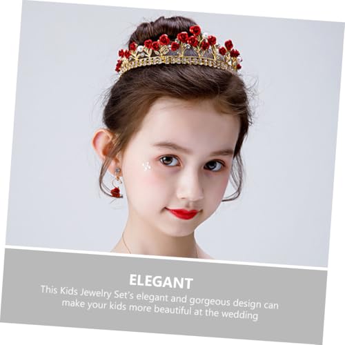 Healvian Schmuckset Halskette Ohrringe und Diadem Set für Mädchen Geburtstagsfeier Hochzeit Festlich von Healvian