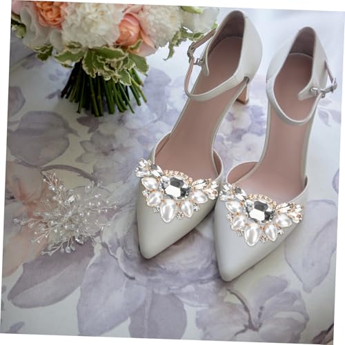 Healvian Schuhclips Damen Bling Hochzeitsschmuck Blüten Design Abnehmbare Schuhdekoration Brautschmuck Accessoires für Frauen von Healvian