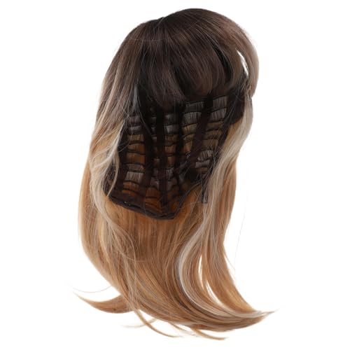 Healvian Schulterlange Gerade Bob Perücke für Damen Synthetisches Haar mit Modischem Farbverlauf in Gold Pflegeleicht Vielseitig für Cosplay Partys und Alltag Geeignet von Healvian