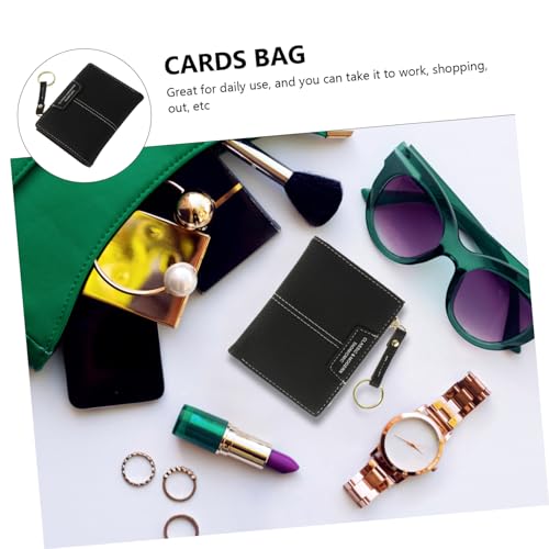 Healvian Schwarze Damen Schlüsselanhänger Geldbörse mit Reißverschluss Kleines Kartenetui mit Großem Fassungsvermögen Münzfach und Schlüsselhalter Kompakte Portemonnaie für Wechselgeld und von Healvian