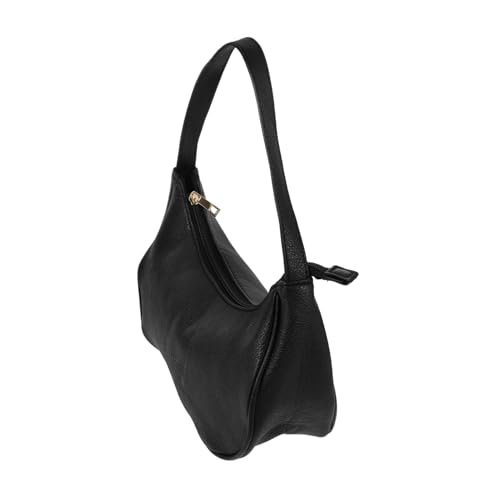 Healvian Schwarze Damen Schultertasche Unterarmtasche mit Reißverschluss Modische Kleine Umhängetasche für Freizeit Party Shopping Leicht und Praktisch für Schlüssel und Geldbörse von Healvian