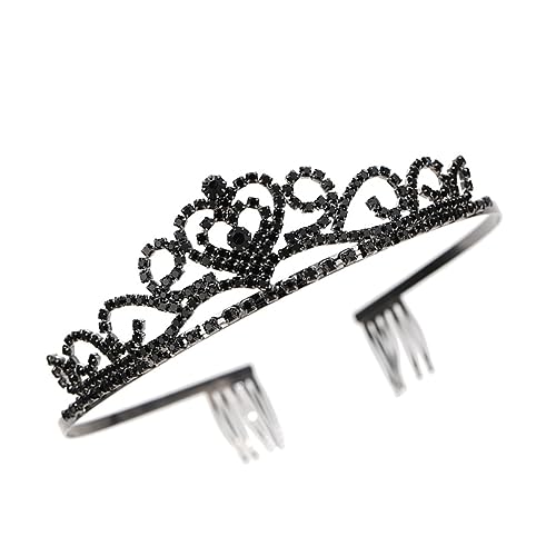 Healvian Schwarze Hochzeit Tiara mit Strasssteinen Brautkrone für Brautjungfern Leichtes Langlebiges Haarschmuck Accessoire für Festliche Anlässe und Partys von Healvian