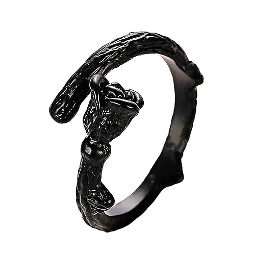 Healvian Rosenring Aus Kupfer Für Damen Einfache Öffnung Personalisierbar Schwarzer Schmuck Mit Kreativem Design Langlebig Und Detailreich von Healvian