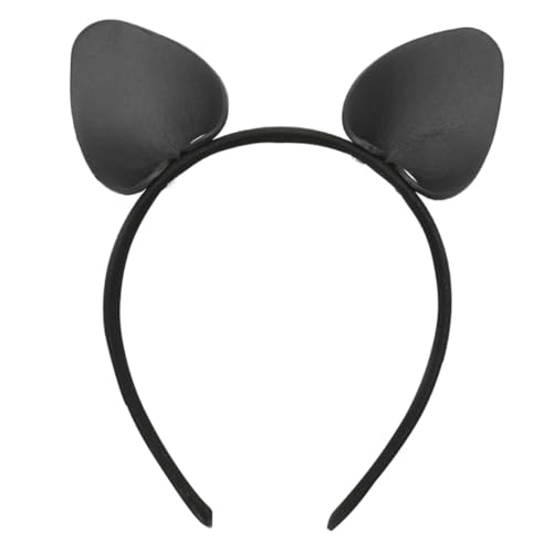 Healvian Kreativer Haarverschluss Mit Hasenohren Für Frauen Aus Hochwertigem Leder Schwarz Party-stirnband Haarreif Für Kostüme Und Feiern von Healvian