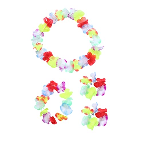 Healvian Hawaiianisches Kinderkostüm-set Mit Farbenfrohem Rock Blumenkranz Armbändern Und Halskette Für Strand Und Luau-partys Teiliges Set Für Tropische Feiern von Healvian