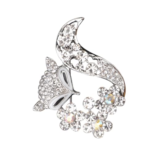 Healvian Shaped Fox Brustnadel Silberfarbene Damen Brosche Kreative Corsage für Pullover Strickjacken Kleidung Accessoire Elegant und Glänzend von Healvian