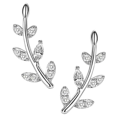 Healvian Silber Kleine Ohrstecker Damen Hypoallergene Ear Climber Ohrringe Elegant Modisch für Alltag Hochzeit von Healvian