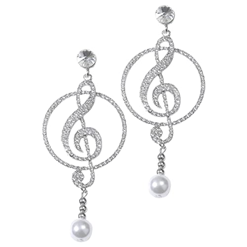 Healvian Silber Ohrhänger Damen Musiknoten Design mit Funkelnden Kristallen Leichte Statement Ohrringe für Alltag Festivals und Besondere Anlässe als für Musikliebhaberinnen von Healvian