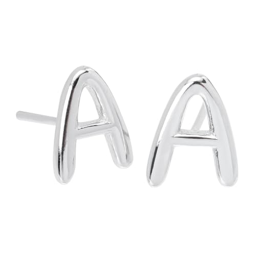 Healvian Silber Ohrstecker Buchstabe A Initial Ohrschmuck Damen Herren Ohrstecker mit Push Back Leichte Alltagsohrringe für Büro Freizeit und Casual Looks von Healvian