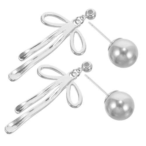 Healvian Silber Ohrstecker mit Goldplattiertem Schleifen design und Perlendekor Leichte Komfortable Bowknot Ohrringe für Damen Modischer Schmuck zum Geburtstag von Healvian