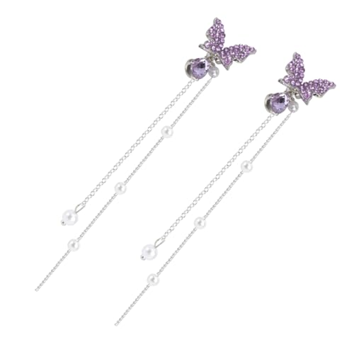 Healvian Silber Schmetterling Ohrringe mit Perlen Quaste Dekorative Ohrhänger Damen Schmuck Länglich Vielseitig für Alltag Hochzeit Party für Frauen und Mädchen von Healvian