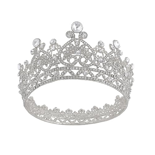 Healvian Silberne Brautkrone Haarschmuck mit Strass Besatz Leichtes Legierungs Haarteil für Hochzeit Party Abschlussball Charmantes Accessoire für Damen und Brautjungfern von Healvian