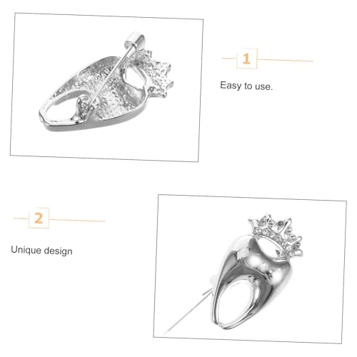 Healvian Silberne Krone Strass Brosche Herren Damen Anstecknadel Kreatives Zahnmotiv Vielseitiger Schmuck für Anzüge Hemden Mäntel Vintage Stil von Healvian