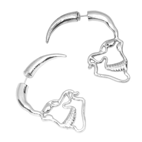 Healvian Silberne Skull Ohrstecker Damen Hohle Skelette Dangler Ohrhänger Trendiger Schmuck Für Party Alltag von Healvian