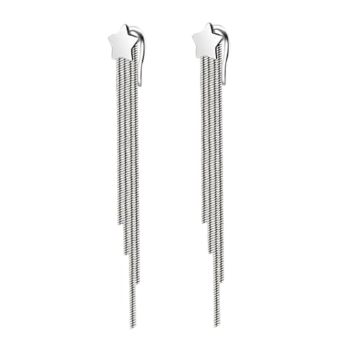 Healvian Silberne Star Ohrstecker mit Langem Tassel Leichte Damen Ohrringe Drop Earrings Elegantes für Valentinstag und Besondere Anlässe von Healvian
