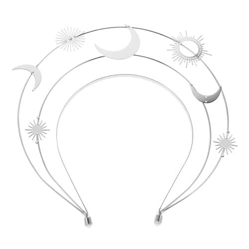 Healvian Silbernes Fünf-punkte Mond Stern-haarreif Handgefertigt Göttin Stirnband Party Geburtstag Bühnenaccessoire für Frauen von Healvian