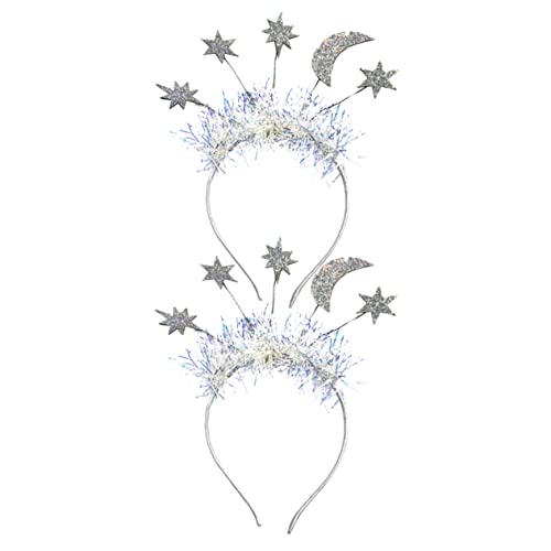 Healvian Silbernes Teiliges Haarband mit Stern und Mond Weihnachtliche Kopfbedeckung aus Filz Glitzernde Weihnachtsdeko für Party und Neujahrsfeier Modisch und Langlebig von Healvian